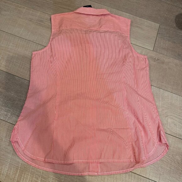 Tommy Hilfiger Womens Sleeveless Pink Button-Down Shirt M RED PLAID - Picture 6 of 7